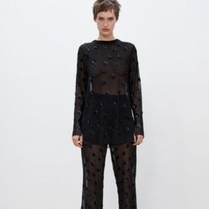 Zara Special Edition Semi-Sheer Knit Tunic / Pants Set